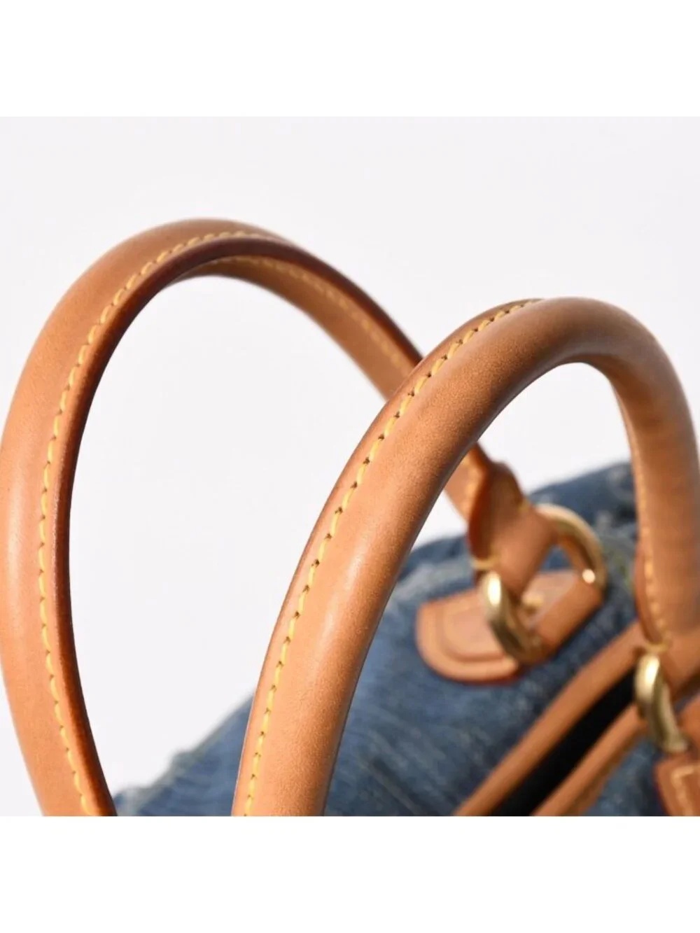 Louis Vuitton Neo Cabby MM Handbag 2-Way Monogram Denim Gold
